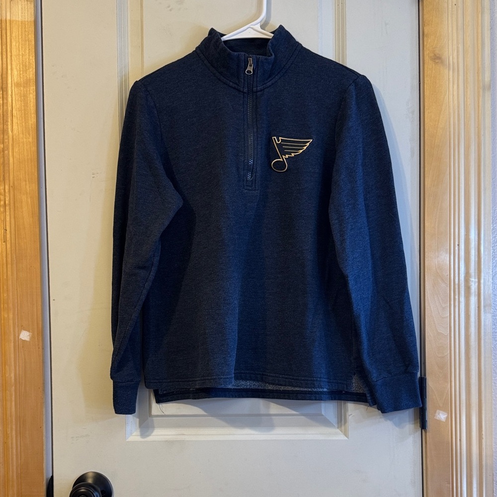 Navy Blue Quarter-Zip Sweater with St. Louis Blues logo - Picture 1 of 4